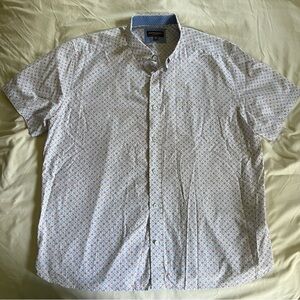Johnston & Murphy White and Blue Casual Button Down Shirt